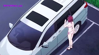 Horny Anime Girl Gets Fucked Hard in Car Backseat - Big Tits, Creampie, Rough Sex