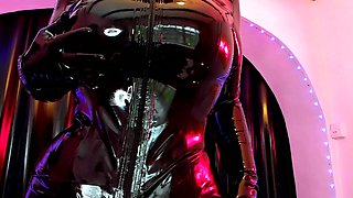 Latex slut solo anal masturbation