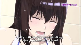 Hairy Tight Pussy Fingered & Hard Fuck in Women's Bath Hentai