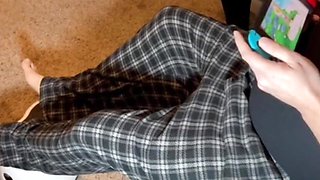 Interrupted my step son gaming to make him cum