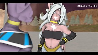 Archived - Beerus and Android twenty one in an animated encounter