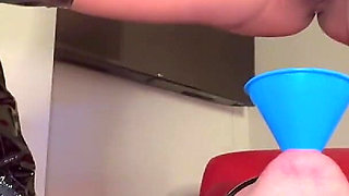 Half a Gallon Pee in Submissive Slave's Mouth