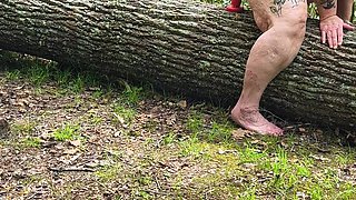 Pussy Pleasing Tree Log Squirting Fat Hog