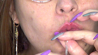 Deep Throat to a Super Long Strip of Blue Lights