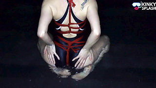 Swimwear Rope Bondage in Water: Hogtied & Gagged