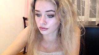 Russian Blonde Babe Masturbating her pussy on webcam