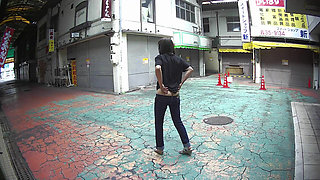 Japan Walking with Her Ass Out Outdoors