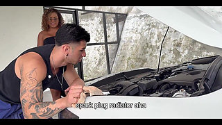 Horny Ebony MILF Gets More Than Just Her Car Fixed by Mechanic Zack Whiter & Carla Morelli