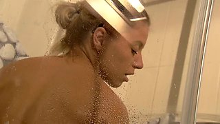 Lesbian Blondes and Brunettes Ride and Fuck Doggy in Shower and Office