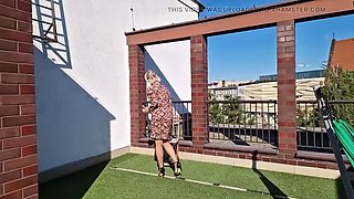 Wanilianna Fucks Her Bald Pussy With a Glass Anal Dildo on the Rooftop - Part 1