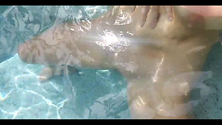 Outdoor Micro Bikini Top and White Panties Oil Tease!