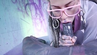 Tattood Girl With Glasses And Buttplug Fucks A Tattooed Dick, Dp, Facial - Lily Lu