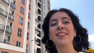 Girl Asks to Cum on Her Face for Cumwalk on the Streets - Blowjob