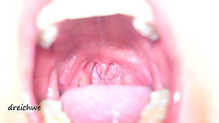 Delicious wide open mouth with lots of saliva