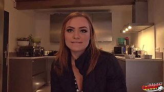 German Scout Casting Fuck in Sauna - Long Labia Redhead Maja Gets Facial