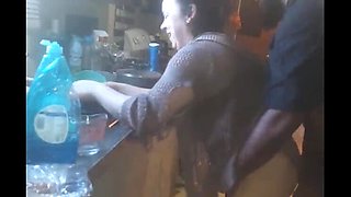 Amateur Wife Cooks Dinner While Taking Huge BBC Anal in Kitchen
