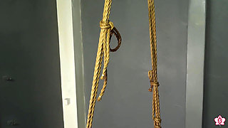 Slave Mila's Pleading Eyes Beg for Mercy as You Put Her Through Relentless Orgasms in Cruel Bondage Suspension