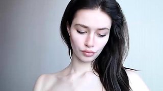 Beautiful teen brunette Jessica Sinn masturbates