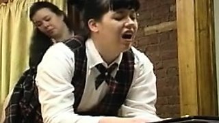 Teen in Schoolgirl Uniform Spanking Older Man