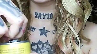 Sexy Alternative Blonde Drinking and Burping