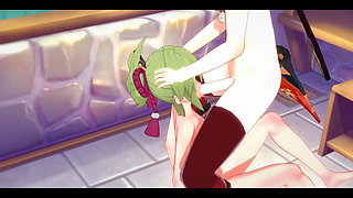 Genshin Impact Hentai - Kazuha X Kuki Shinobu Blowjob and Fucked with Creampie - Japanese Asian Manga Anime Game Porn