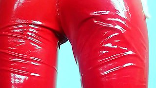 Latex slut solo anal masturbation
