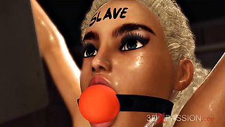 Strap-On Attack! Horny Lesbian Blonde Slut In Restraints Gets Fucked Rough