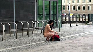 Brunettes public flashing and blowjob