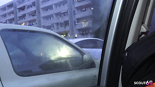 German Blonde Girl Lisa Pick up and Talk to Risky Fuck in Car at Public Place