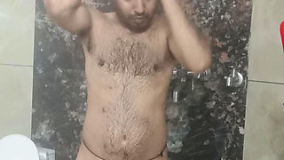 Indian police officer get shower and sucking with neighbour fucked part I