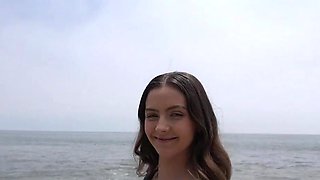 Innocent brunette on vacation turns out to be a whore
