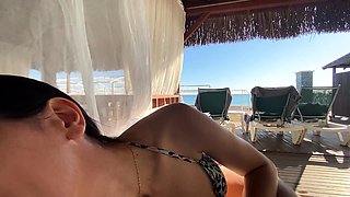 We were caught on a public beach twice. Blowjob with cum in