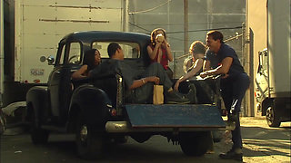 Hot blonde with big boobs hardly fucked on a supercar