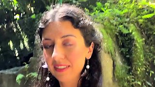Crazy CUMWALK on Public Waterfall Full of People Blowjob in
