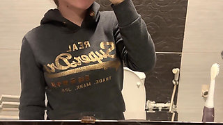 Hot Striptease in the Bathroom