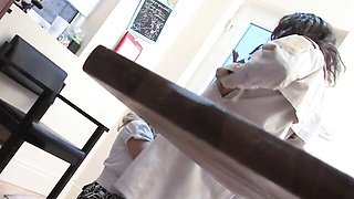 Hard kitchen fuck with a slutty mature blonde Loz Lorrimar
