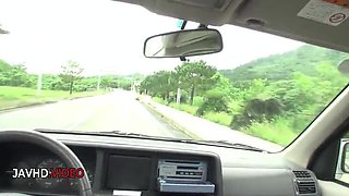 Wild Japanese JAV Star Saya Tachibana Gives Passionate Road Trip Blowjob - Uncensored Asian Hardcore