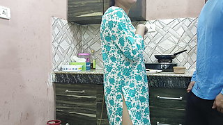 Beautiful Indian Step Mom Pussy and Ass Fucked Hard by Step Son while he is in kitchen Hindi