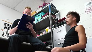 Naked fellow with a banging figure is examined in the room
