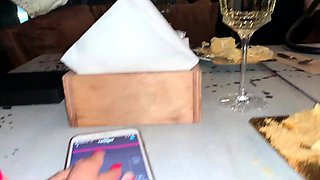 Two girls play with lovense lush in a nightclub(she