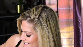 Sexy blonde Jana Cova hot solo masturbation on her bed