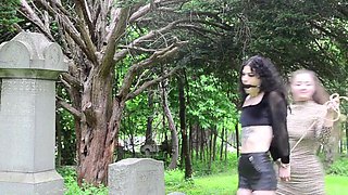 Punk Mega-slut bound and used in the Graveyard