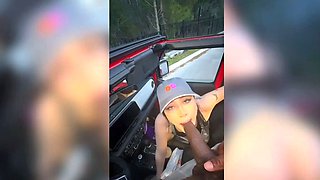 Brunette Slut Takes a BBC Blowjob and Cumshot in Car just