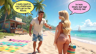 Married Blonde's Beach Tease Becomes Wild House Game with Husband and Young Men