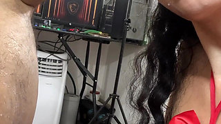 Wife Sucks Husband's Ass Rimming Practice for Bi Threesome