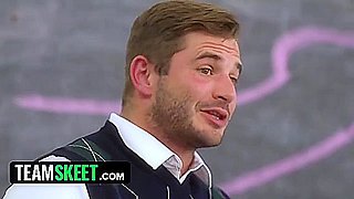 Nasty Teacher Whips Out His Cock And Lets His 3 Schoolgirls Play With It
