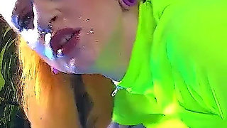 Redhead Azura Alii deepthroating big cock