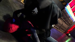 Fetish babe eating hot cum after hard deep throat blowjob