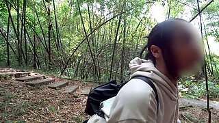 Public blowjob, naked in public, in nature