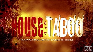 Bound latex-wearing Bailey peeing